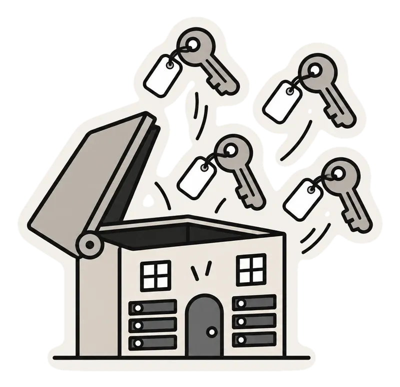 A host drawn as a small server house, its roof popped open